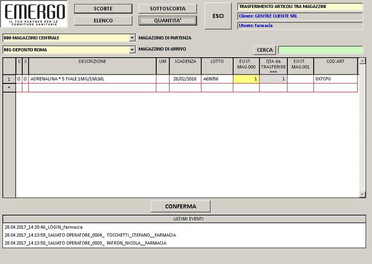 5. TRASFERIMENTO MERCE 3 Inserire la quantità da trasferire 4 Click su QUANTITA