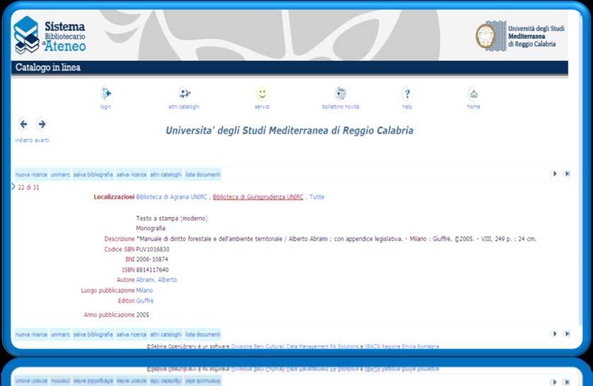 sul nome della biblioteca che possiede il volume indicata a lato della voce