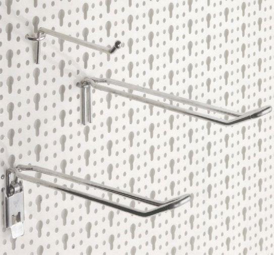 Pannelli forati con ganci Perforated panel with hooks Pannello con supporti cilindrici Panel with wood dowels