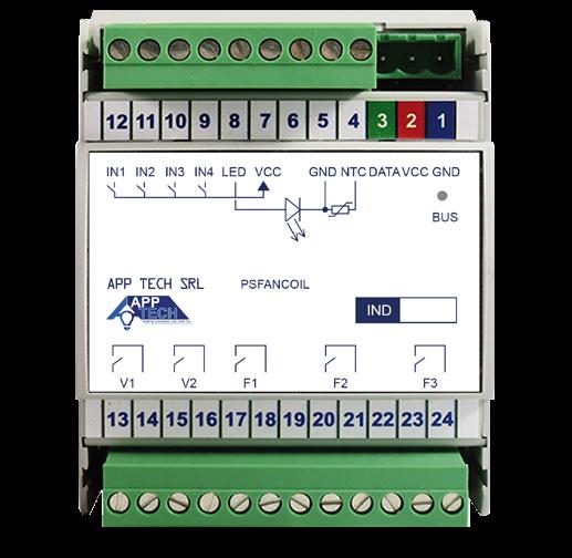 MODULO FAN COIL 3 VELOCITÀ CALDO / FREDDO Cod. PSFANCOIL Modulo specifico per il comando dei fancoil il a 3 velocità.