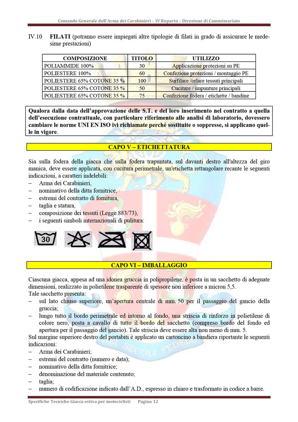 ComandoGeneraledel ArmadeiCarabinieri-IVReparto DirezionediCommissariato IV.