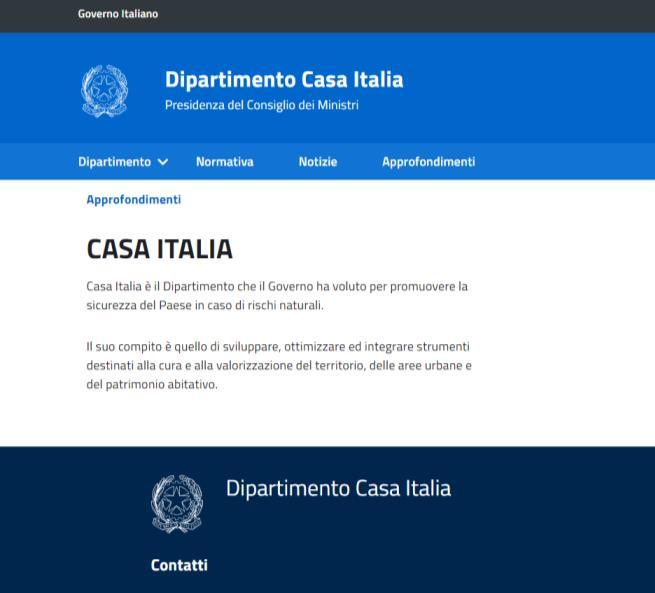 Casa Italia e Istituzioni Coinvolte archivio variabili 4 Banche dati utilizzate: