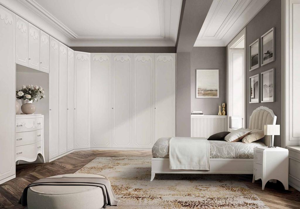 Scocca componibile battente con angolo smussato e ponte Hinged doors modular structure with rounded corner and a bridge unit FINITURA - FINISH: ARMADIO - WARDROBE Serenata Smalto pennellato