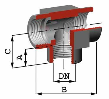 VRG 11 Pezzo a T Tees Dimensioni DN - Ø Gas Dimensions DN- Ø Gas A B C 1/ 1/4 3/ 3/4 1/4 1/ 11 11 14 14 16 16 1 5 45 9 119 0 0 3  VRG 113