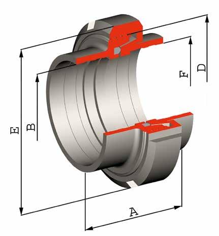 Art. VDN 00 Raccordo completo Complete pipe fitting union Dimensioni DIN DN Dimensions DIN DN A B D E F 0 5 3 5 90 36 36 44 53 5 6 6 5 1 9,, 34,, 5,,4,3 5,3