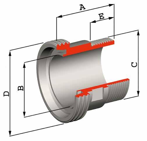 VDG 05 Bocchettone femmina filettato con attacco filettato gas Connector, screwed end, gas thread (female) Dimensioni DIN DN Dimensions