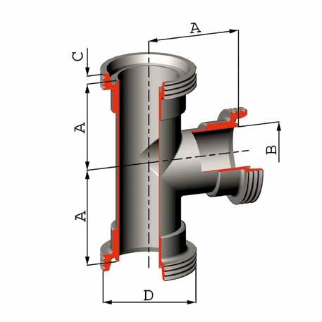 VDM 16 Raccordo a T con 3 attacchi femmina filettati Tees, screwed / screwed / screwed Dimensioni DIN DN Dimensions DIN DN A R