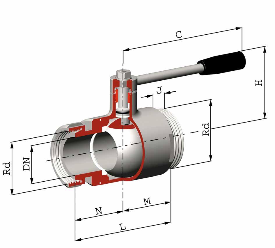 vergine Temperatura di esercizio: -0 C / +1 C Finitura esterna: Lucida Drive: Inox lever Connection: Revolving threaded flanges PN -16-5- UNI 3 DIN 1 Lenght L : DIN -F4 Flow: Full Material: AISI 316