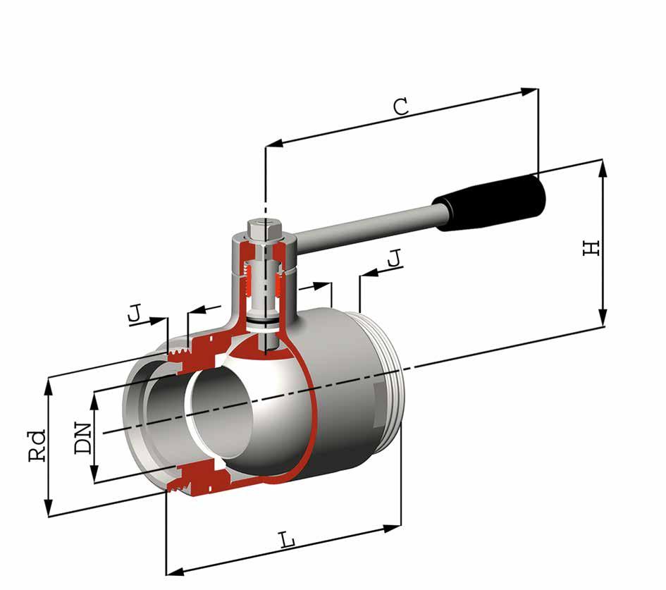 Art. VVS 554 Valvola a sfera a due vie DIN femmina / femmina Two-way ball valve DIN female / female Organo di comando: Leva inox Attacco: DIN 1 femmina/femmina Passaggio: Totale Materiale:AISI 316