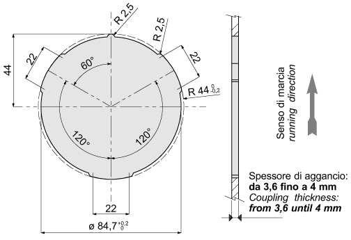 P.411 B Dima di foratura Drilling template Fissaggio - Fixing 1) - solo per diffusore tipo 2 Inserire la lampada BA15S (non compresa nella confezione) nel portalampada.