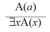 Tale regola è evidentemente corretta: se è vero che un individuo a ha la proprietà A(x), ne segue logicamente che esiste un individuo che ha tale proprietà.