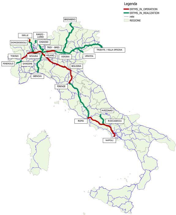 REGIONALI CORRIDOI CORE AV/AC ERTMS IN ITALIA: linee in esercizio e progetti in corso ROMA