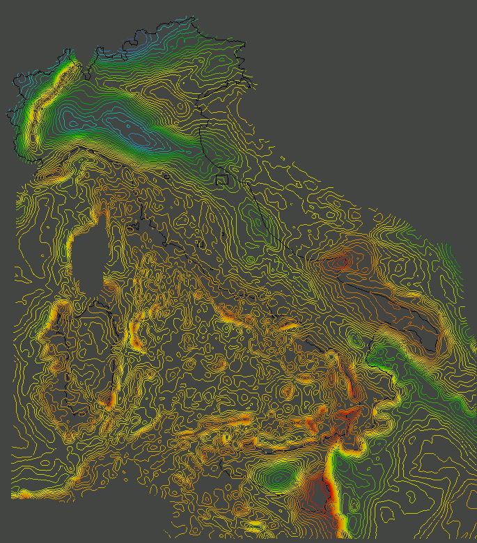 Isopache litosfera dati x, y, k K = anomalie gravimetriche,