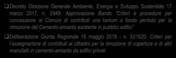 Regione Lombardia: principale normativa amianto Decreto Direzione Generale Ambiente, Energia e Sviluppo Sostenibile 17 marzo 2017, n.