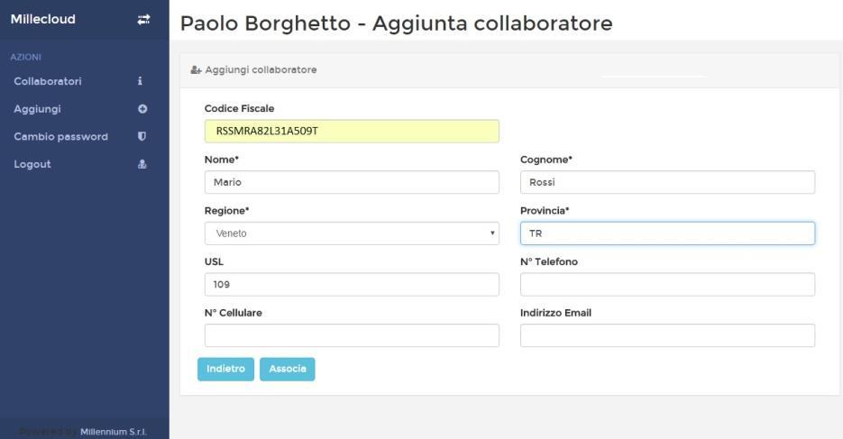 Procedere nell inserire i dati del collaboratore