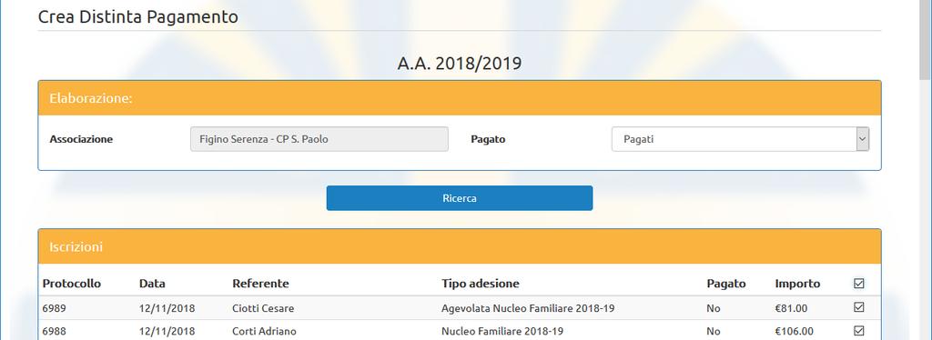 Adesioni Distinte di Pagamento (2) Viene mostrato l elenco