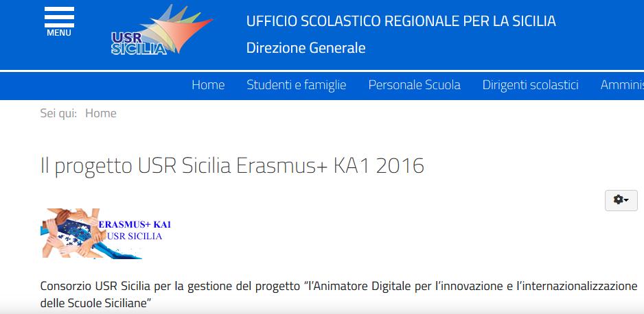 PROGETTO USR SICILIA ERASMUS + KA1 2016 L Animatore Digitale
