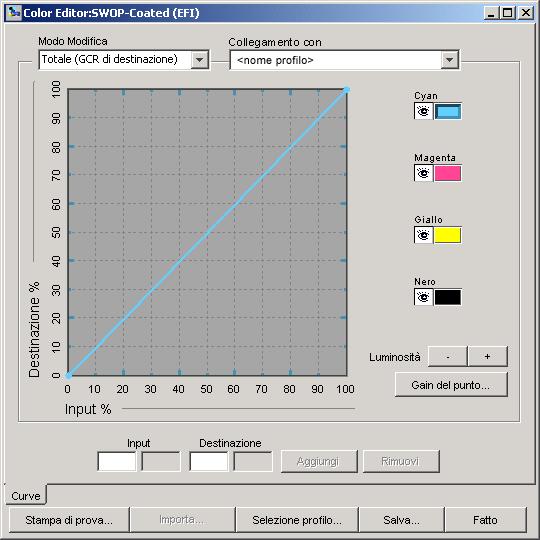 COLORWISE PRO TOOLS 23 Simulazione elenca i profili di simulazione residenti su GA-1210. Uscita elenca i profili di destinazione residenti su GA-1210. 3 Scegliere un profilo e fare clic su Seleziona.