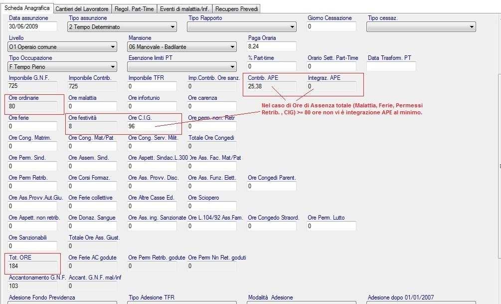 3. Lavoratore con contributo APE inferiore al minimo per il quale NON viene applicata l integrazione al contributo minimo.