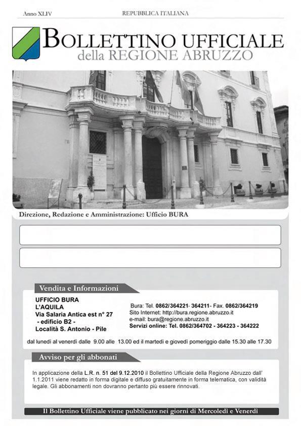 - Anno XLVI Anno XLVI N. 150 Speciale (30.12.2015) Bollettino Ufficiale della Regione Abruzzo Pag. 1 Speciale N.