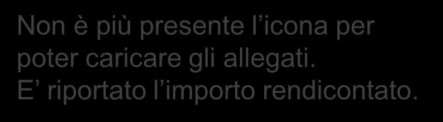 Verificare che lo stato del voucher sia Rendicontato. Non è più presente l icona per poter caricare gli allegati.