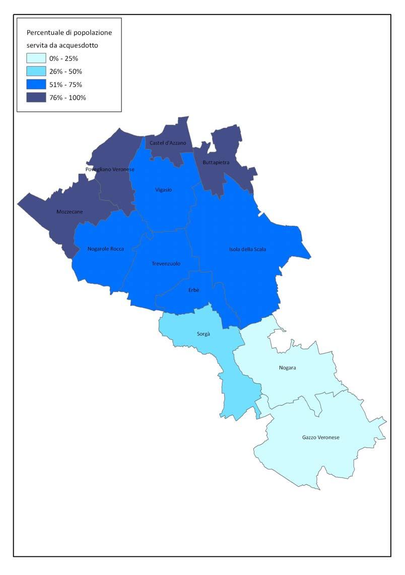Figura 6 - Percentuale di popolazione servita da acquedotto nei Comuni dell