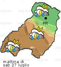 bollettino meteo per la provincia di Parma weather forecast for the Parma province Temp MAX 33 C 27 C Pioggia Rain 1mm 27mm Vento Wind 75km/h 64km/h Temp.