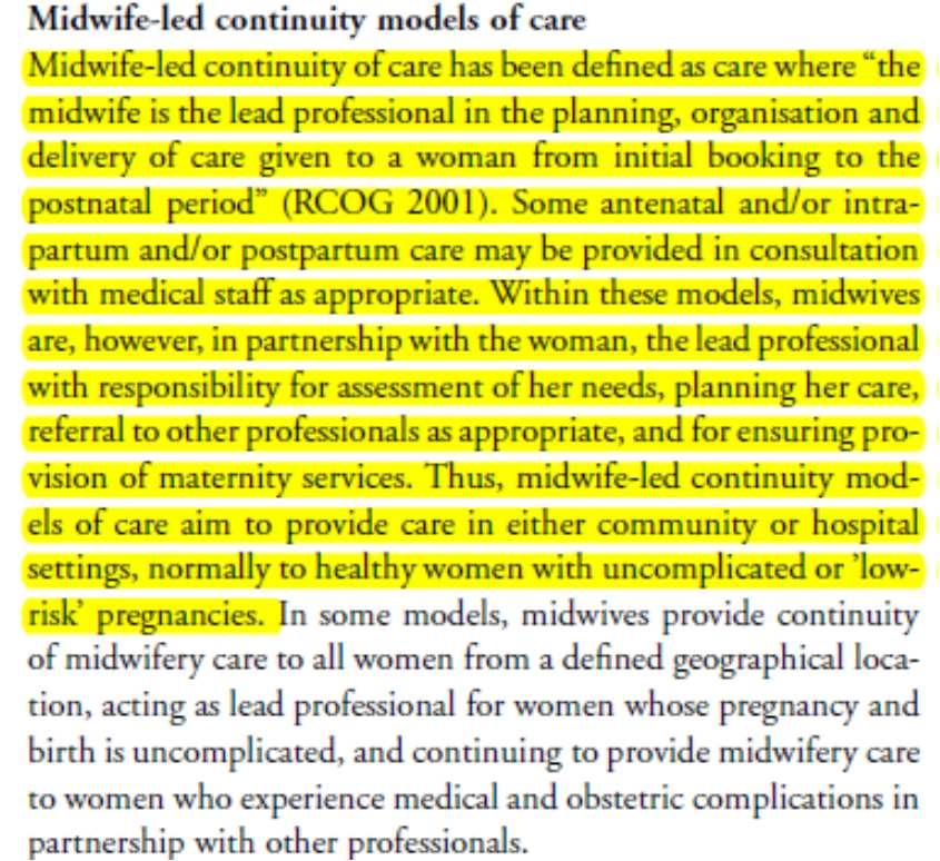 1) Tutte le donne hanno diritto di avere un assistenza personalizzata da parte di un ostetrica.
