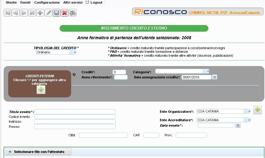 Guida al caricamento sulla piattaforma Riconosco dei Crediti conseguiti nel 2017 pag.