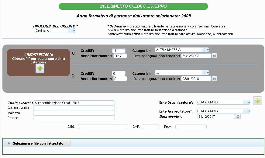 Guida al caricamento sulla piattaforma Riconosco dei Crediti conseguiti nel 2017 pag.