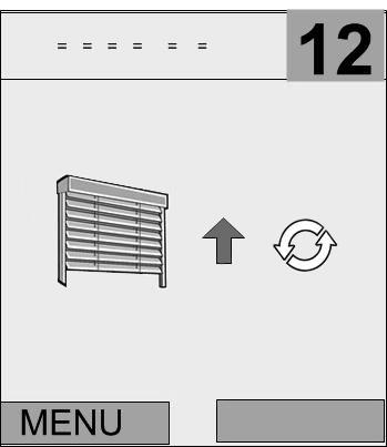 Esempio 1 di visualizzazione sul display in modalità di funzionamento 1 Numero di canale / Numero di gruppo 2 Barra dei simboli 3 Indicatore di prodotto 4 Movimento 5 Modalità automatica / manuale 6