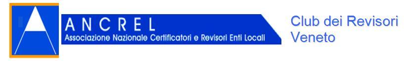 Informativa per il trattamento di dati personali In attuazione del Regolamento UE 2016/679 La informiamo che: 1) il Titolare del trattamento è ANCREL Club dei Revisori - Veneto con sede in Via Cavour