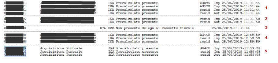 Relativamente all anno ISA indicato, selezionando una riga con uno specifico protocollo si acquisiranno i dati precalcolati di quella specifica trasmissione.