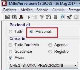 Selezionare Personali in Pazienti di Selezionare Avvisi in Cerca in.