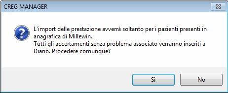 1 - Importazione dati da griglia Creg Manager La prima griglia riporta il CREG Manager con la data della richiesta, il relativo ID e il codice regionale del medico.