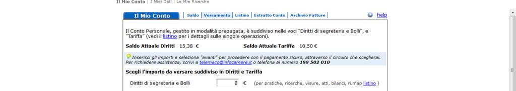 VALORIZZANDO L'IMPORTO CHE SI INTENDE CARICARE SUL PROPRIO CREDITO E CLICCANDO SUL TASTO AVANTI IL RICHIEDENTE POTRÀ SELEZIONARE LA MODALITÀ DI PAGAMENTO TRA QUELLE ACCETTATE DAL SISTEMA N.B.