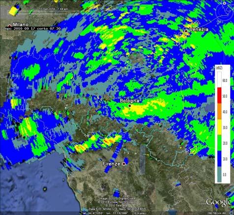 Mappe di riflettività del 17/09/2010 alle 07:30 UTC