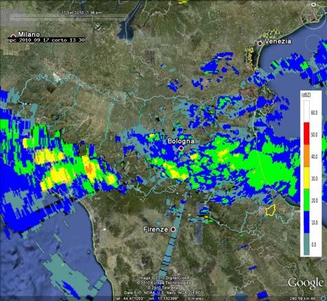 Mappe di riflettività del 17/09/2010 alle 13:30