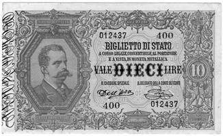 16/07/1883 - Serie 1-240 -  Pieghe MB 350 1191 10 Lire