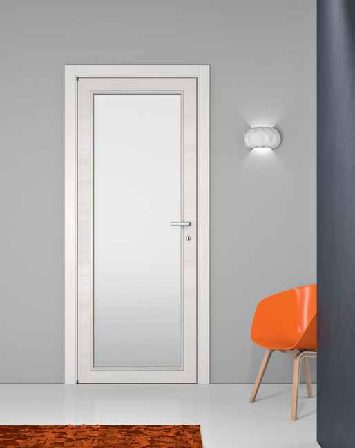 white DA Lacquered - 80 x 210 cm TL 20 - Telaio Easy - Acero Perla - Vetro Satin