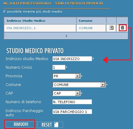 lista selezionando il cestino e successivamente selezionando il bottone RIMUOVI