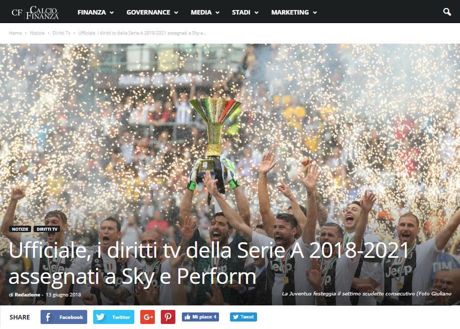 Diritti audivisivi domestici #5 In Serie A stabili a 1 miliardo di euro a stagione Serie A 1.200 1.000 1.