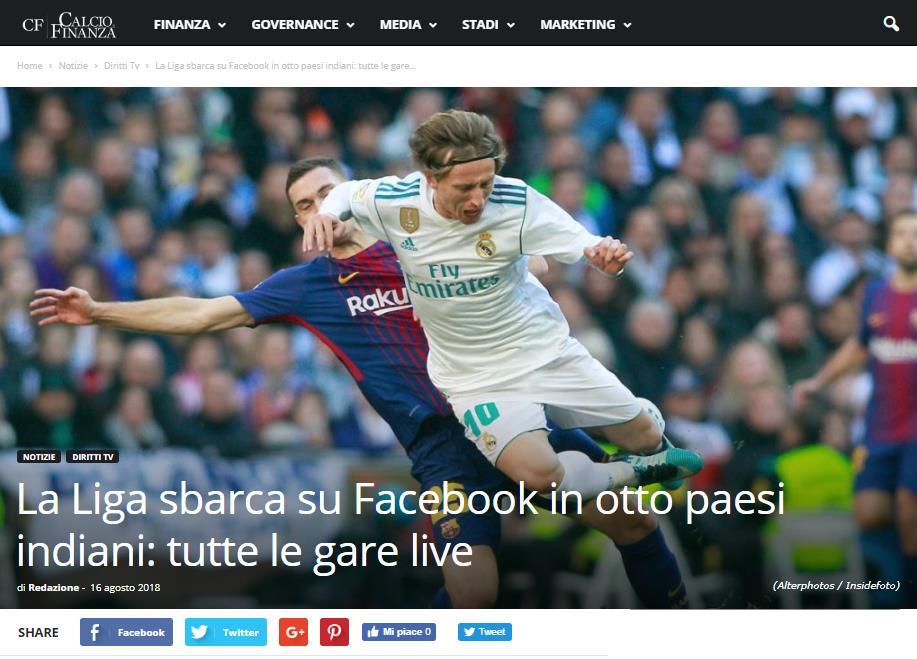 Facebook Il vuoto dietro Liga e Premier