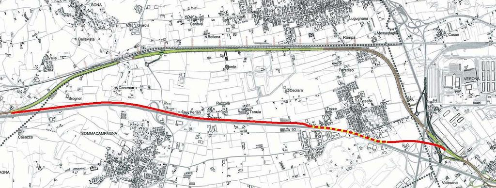 SI-TA-VE Costi Tracciato PROGETTATO e Costi Tracciato ALTERNATIVO Nella sottostante immagine è evidenziato il tracciato della SI-TA-VE come questo è stato PROGETTATO e (in colore rosso) come questo è
