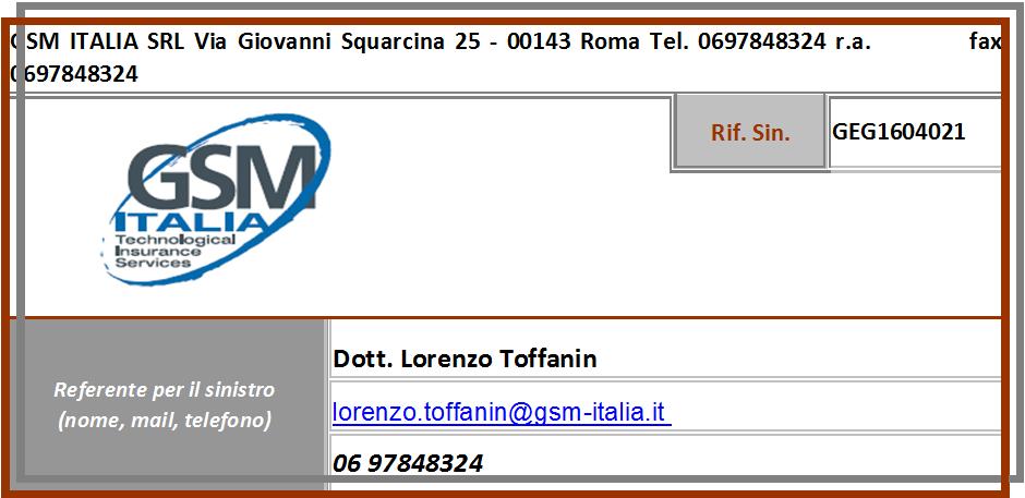 Lorenzo Toffanin lorenzo.toffanin@gsmitalia.it 6 97848324 Rif. Sin.