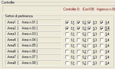 - Impostare le aree di appartenenza del controller, a seconda delle aree associate, consentirà l inserimento ed il disinserimento.