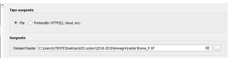 Barra del menu layer aggiungi layer Aggiungi raster Selezionare il raster Roma_P.