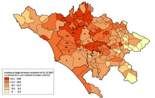 In termini relativi, fra questi comuni, la maggiore incidenza di residenti stranieri sulla popolazione totale si osserva nei comuni di Fonte Nuova e Ladispoli (rispettivamente il 18,9% e il 18,6%),