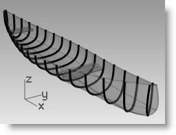 5 Per la Fine della sezione, con Orto attivato, trascinare una linea verso destra e quindi cliccare. Viene generata una curva sulla superficie.