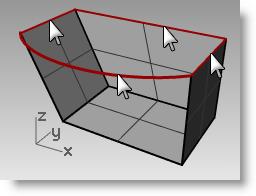 Per creare una superficie da curve planari: 1 Attivare la modalità "Planare".